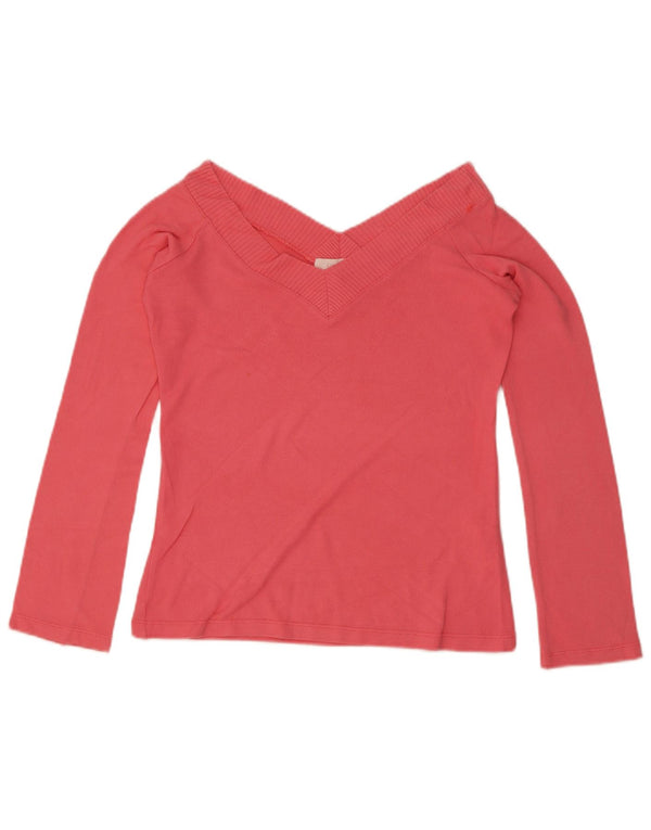 Zara Dame Top Langærmet UK 12 Large Pink Viscose