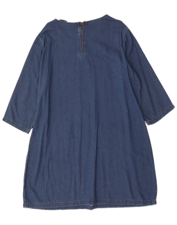 Marks & Spencer Dame 3/4-ærmet oversized denimkjole UK 16 Large Blue
