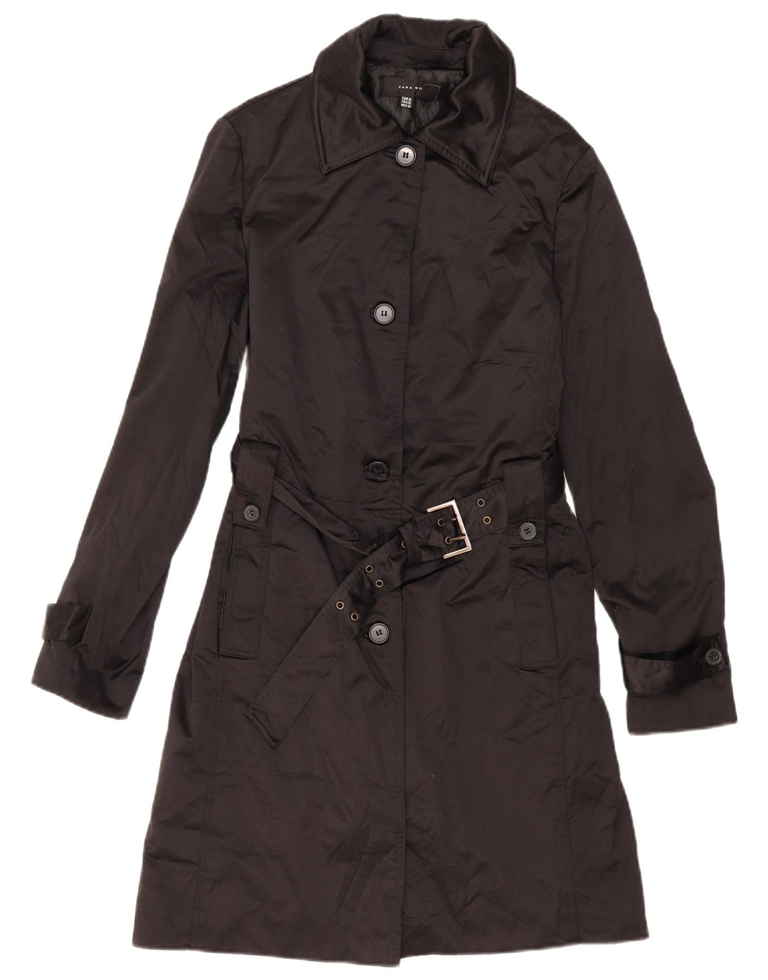 ZARA Womens Trench Coat UK 18 XL Black Polyester