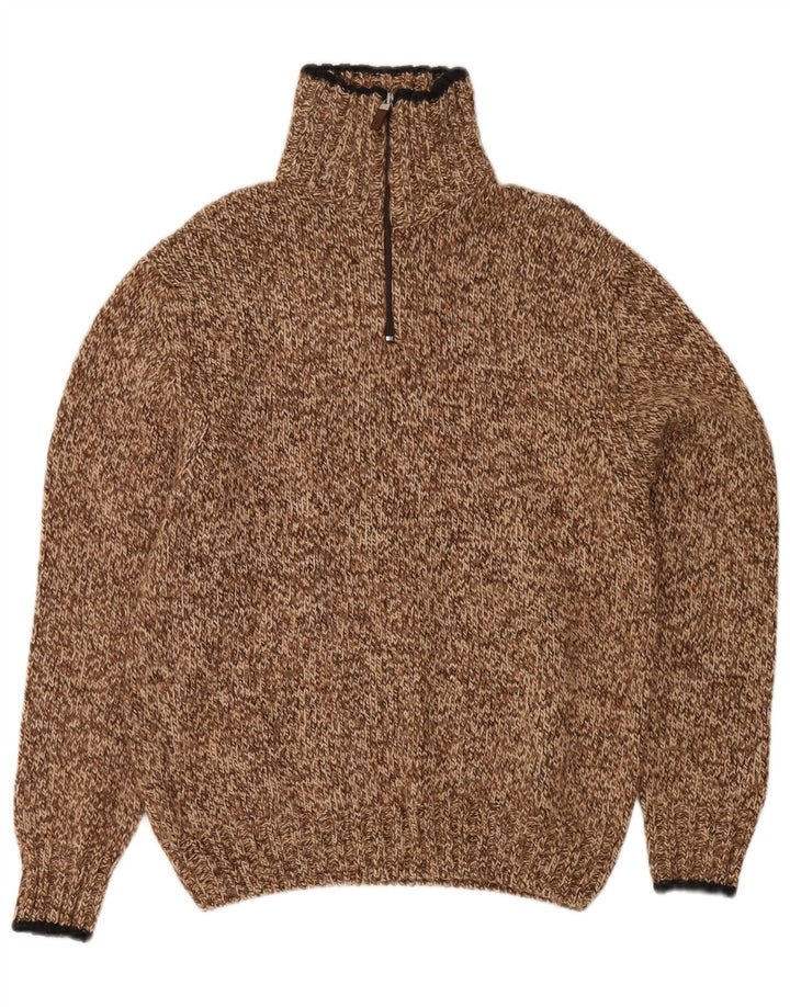Zanolini Herre lynlås-hals sweater Medium Brun Flecked Uld