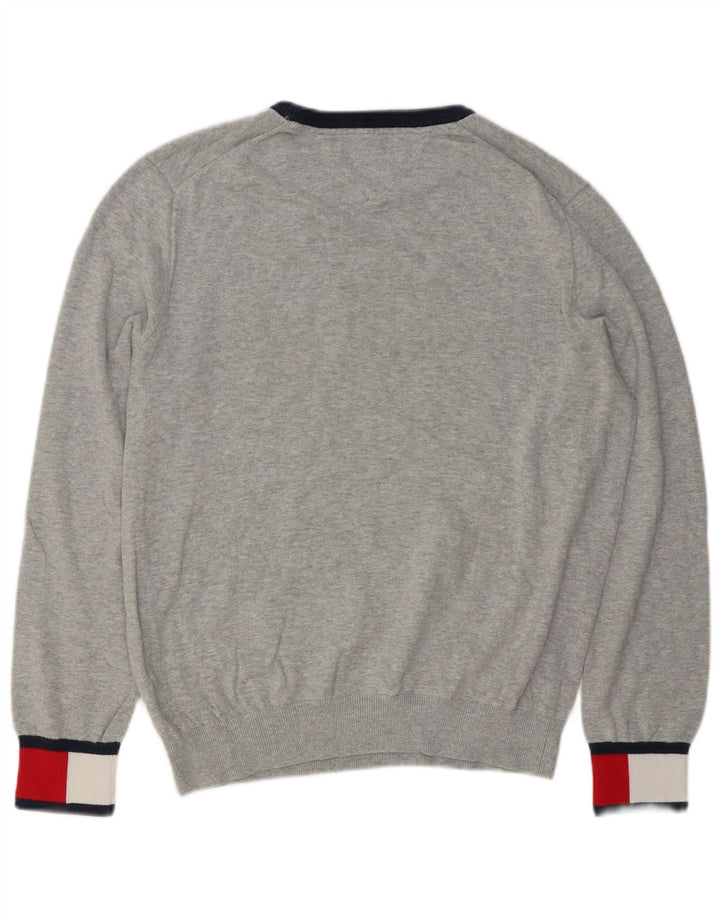 TOMMY HILFIGER sweater med rund hals til mænd mellemgrå farveblok