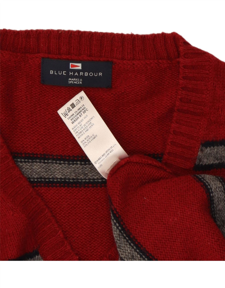 Marks & Spencer Herre Blue Harbor V-hals sweater Stor rød stribet