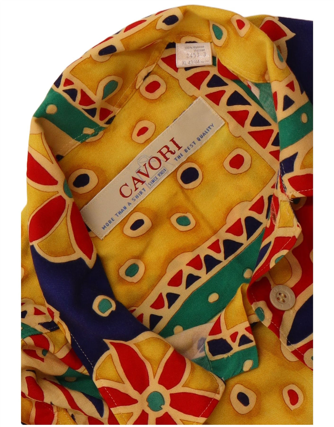Cavori Kortærmet Herreskjorte Størrelse 43/44 XL Flerfarvet Patchwork