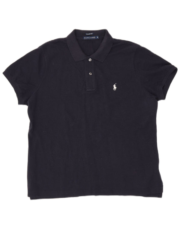 RALPH LAUREN Dame Skinny Polo Shirt UK 18 XL Marineblå Bomuld
