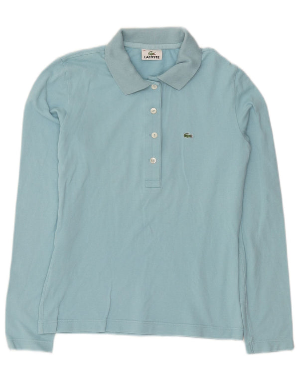 Lacoste Womens Long Sleeve Polo Shirt Size 38 Medium Turquoise Cotton