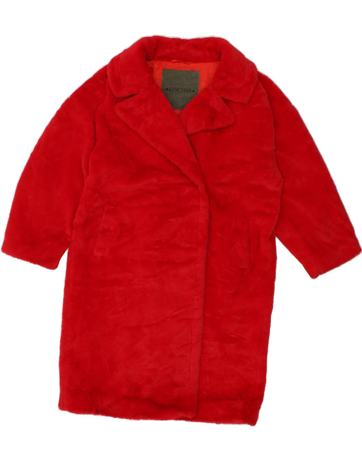 KENGSTAR Womens Oversized Faux Fur Overcoat UK 10 Small Red Polyester Vintage Kengstar and Second-Hand Kengstar from Messina Hembry 