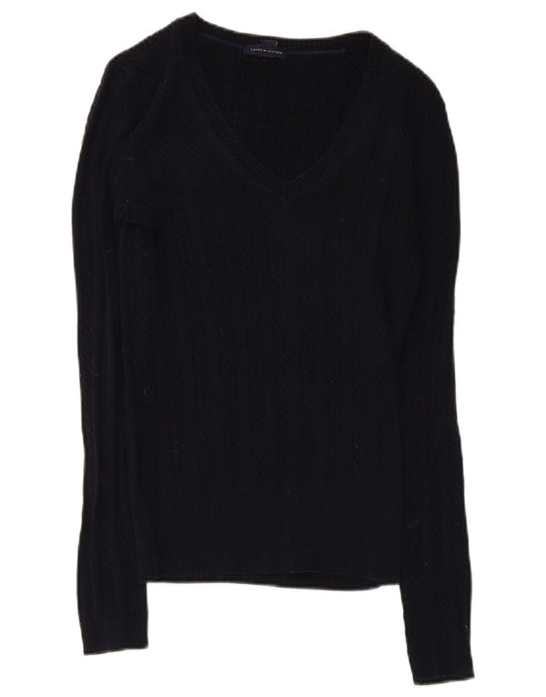 Tommy Hilfiger Dame V-hals sweater UK 6 XS Marineblå Bomuld