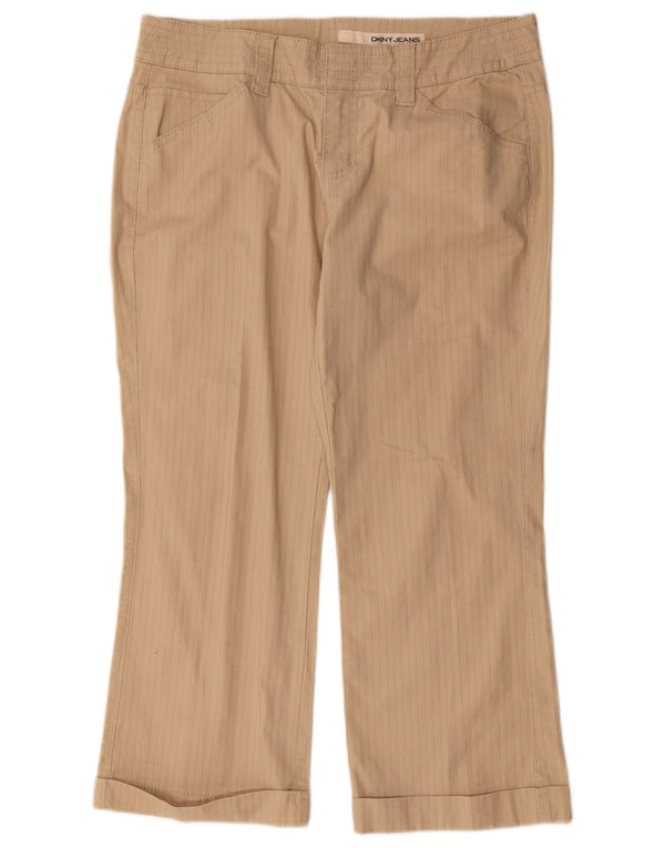 Dkny Womens Cropped Trousers US 10 Large W32 L25 Beige Nålestribet Bomuld