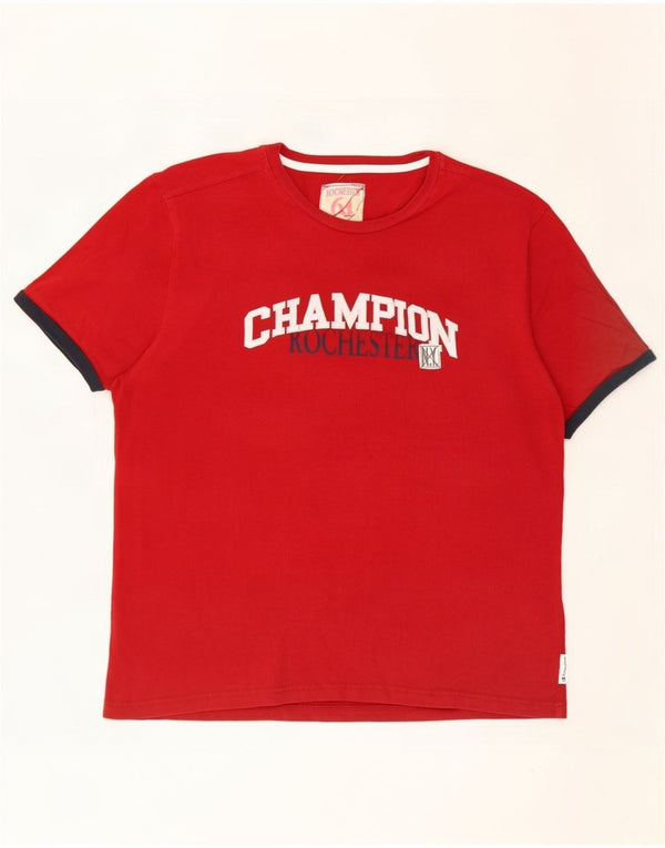 Champion Mens Graphic T-Shirt Top XL Red Cotton