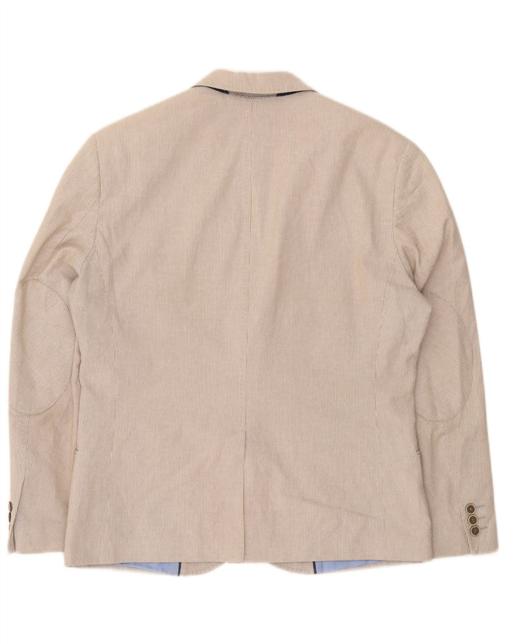 Marks & Spencer Herre 2-knaps blazerjakke EU 50 Large Beige Pinstripe