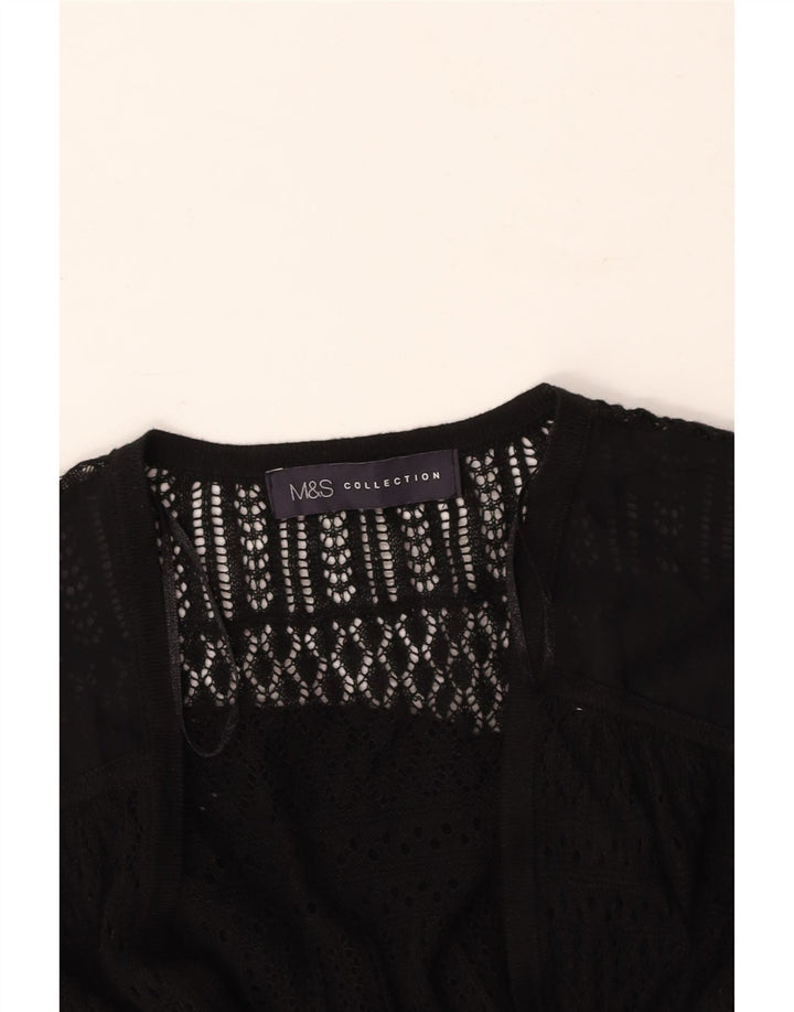 MARKS & SPENCER Dame Se Through Cardigan Sweater UK 8 Small Black