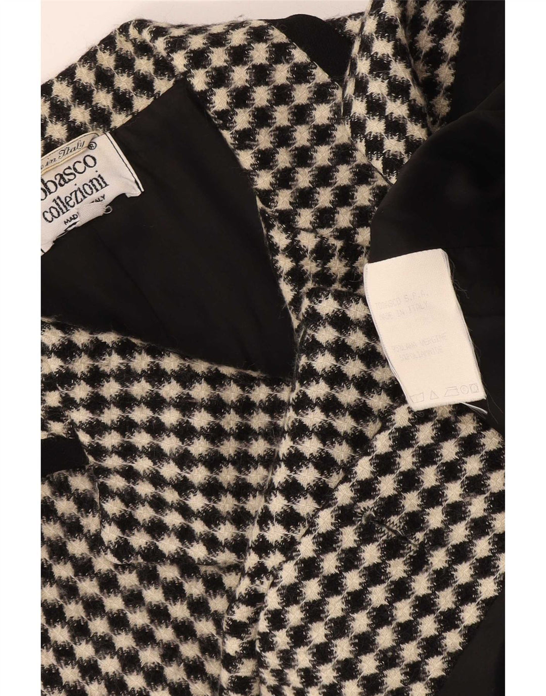 Tabasco Dame Blazer Jacket UK 12 Medium Sort Geometrisk Virgin Wool