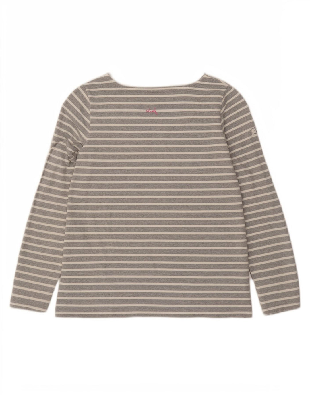 Joules Dame Top Langærmet UK 12 Medium Grå Stribet Bomuld