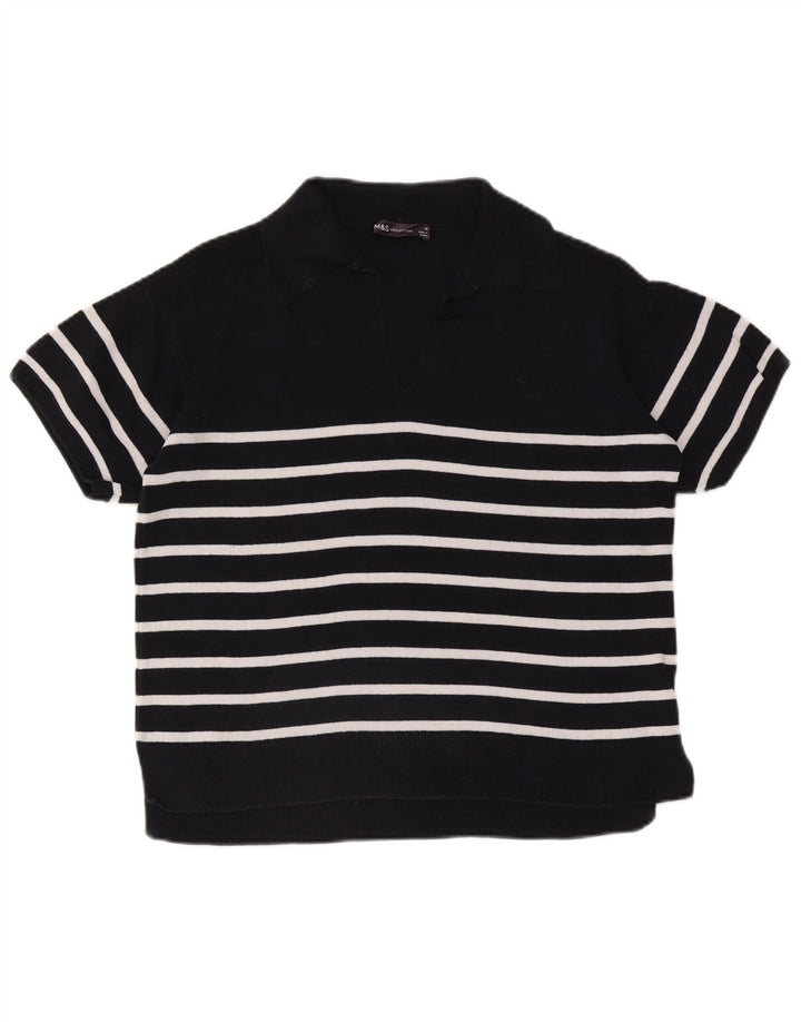 Marks & Spencer Dame Polo Neck Jumper Sweater UK 14 Medium Navy Blue