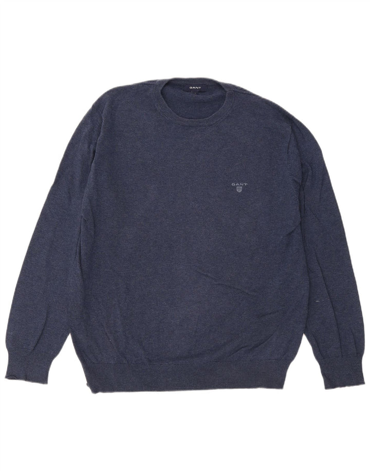 Gant herre rund hals sweater stor marineblå bomuld