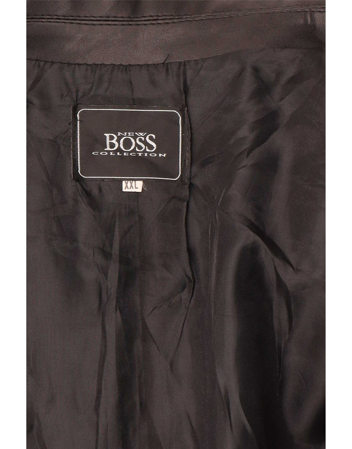 Hugo Boss Herre 4-knaps læderblazerjakke UK 44 2XL Sort