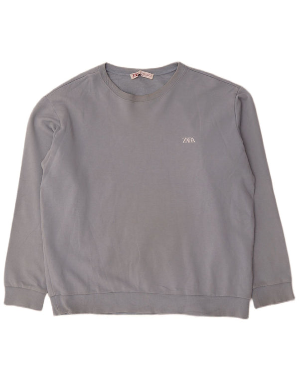 Zara Herre Sweatshirt Jumper XL Blå Bomuld
