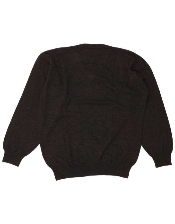 Vintage Mens V-Neck Jumper Sweater XL Grey Argyle/Diamond Wool