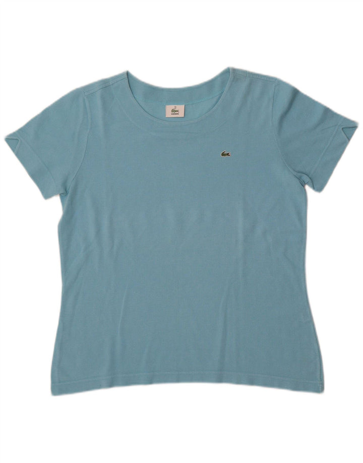 Lacoste Dame T-Shirt Top Størrelse 44 Stor Blå Bomuld