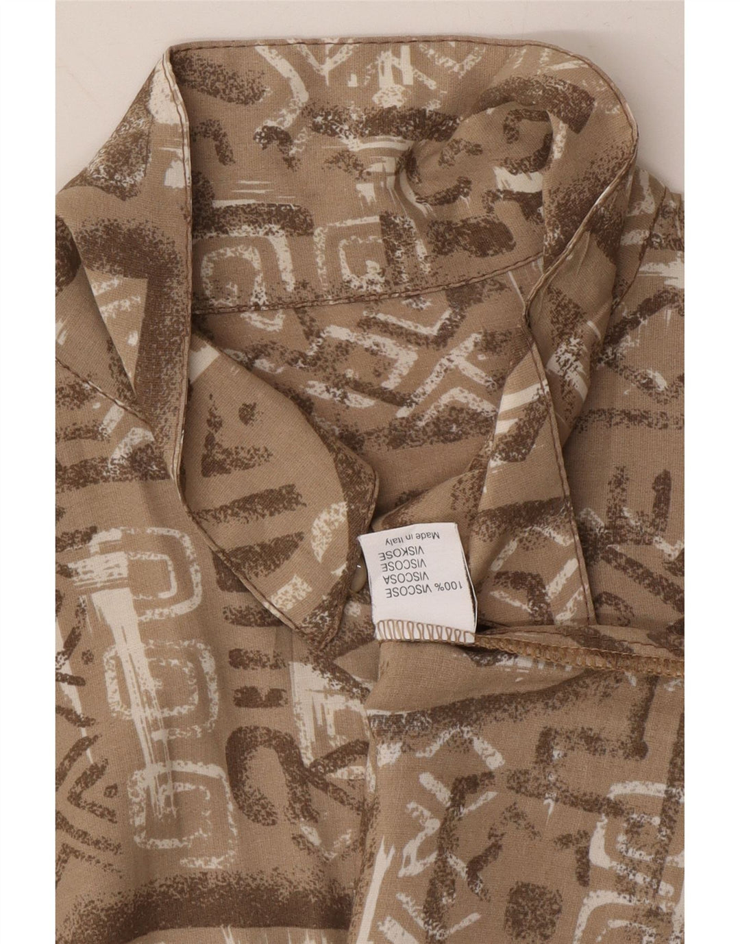 VINTAGE Womens Longline Abstract Pattern Shirt UK 20 2XL Brown Viscose Vintage Vintage and Second-Hand Vintage from Messina Hembry 