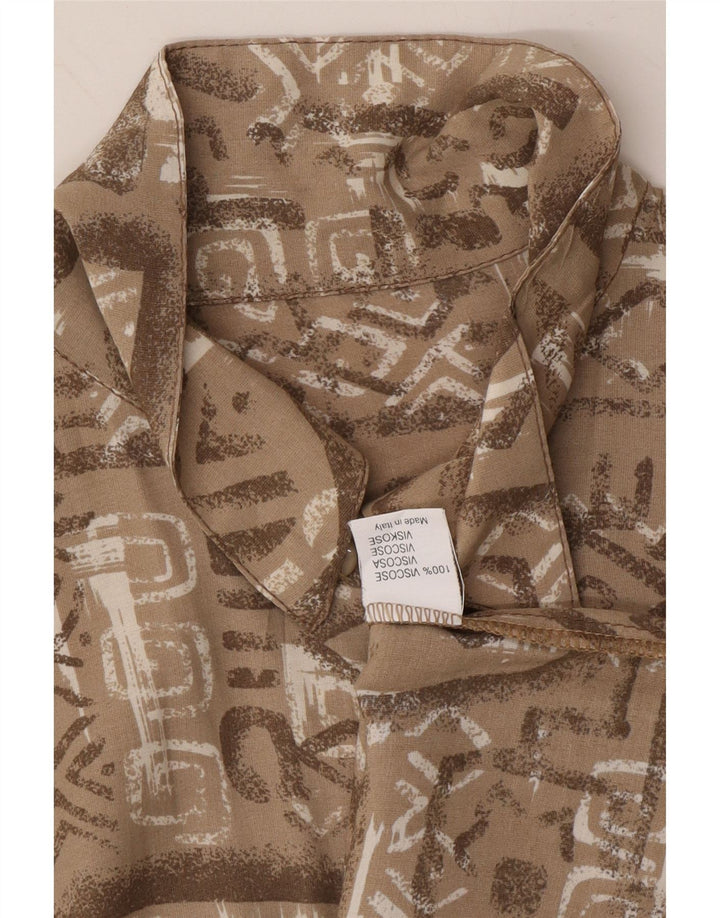 VINTAGE Womens Longline Abstract Pattern Shirt UK 20 2XL Brown Viscose Vintage Vintage and Second-Hand Vintage from Messina Hembry 