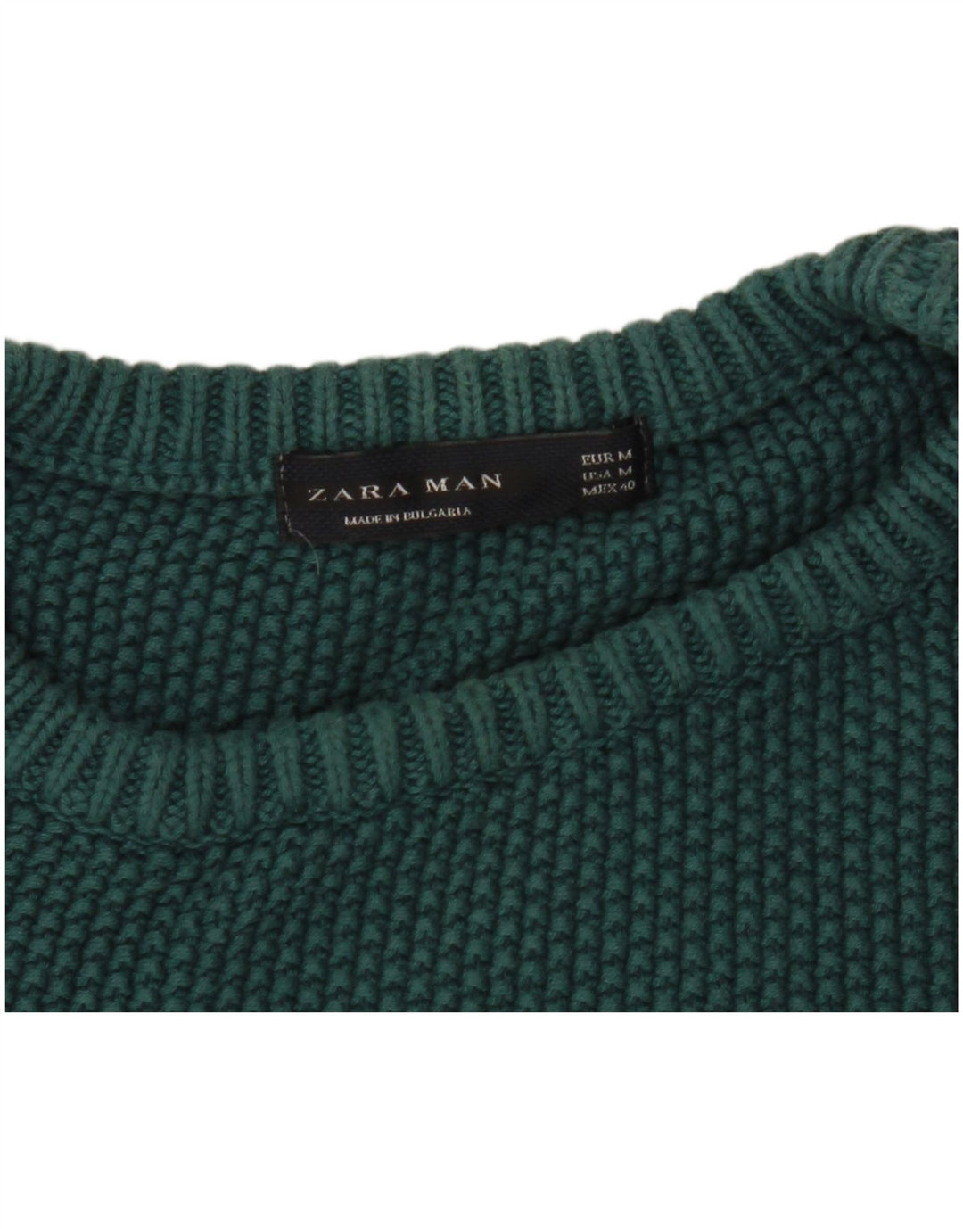 Zara Herre sweater med rund hals, mellemgrøn