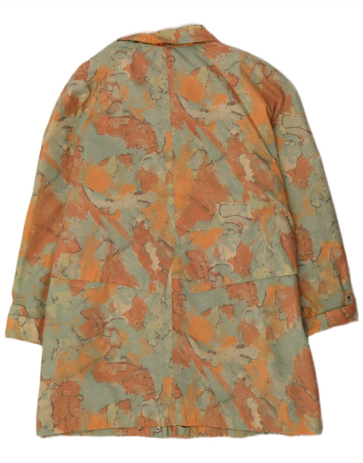 Vintage kvinders abstrakt mønster Oversized overtræksfrakke UK 18 XL Grøn polyester