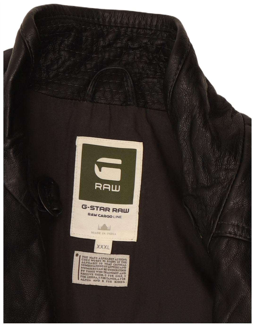 G-STAR Mens Leather Jacket UK 46 3XL Black Leather