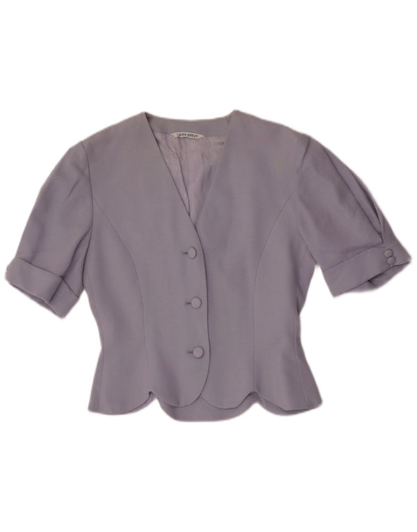 Laura Ashley Dame 3-knaps kortærmet blazerjakke UK 10 Lille lilla