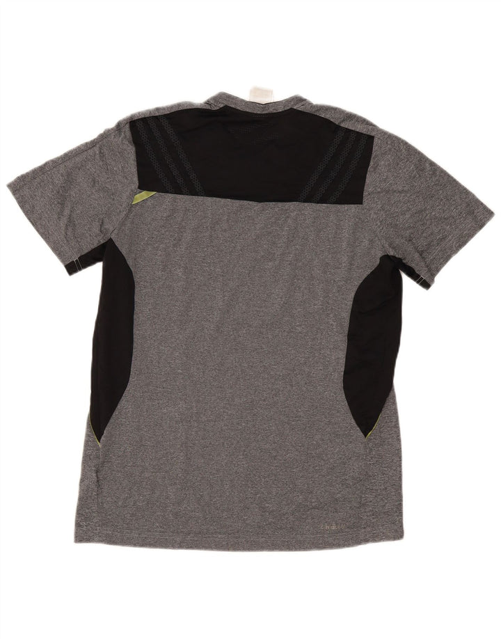 ADIDAS Herre Climacool T-Shirt Top Medium Grey Colourblock Polyester