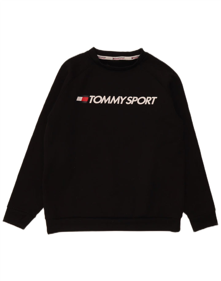 Tommy Hilfiger Dame Grafisk Sweatshirt Jumper UK 16 Stor Sort Polyester