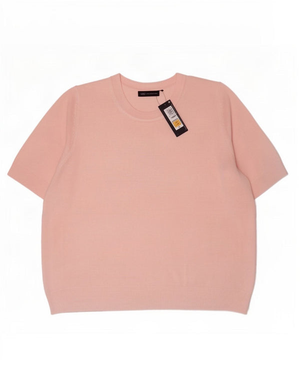 Marks & Spencer Dame Kortærmet Jumper Sweater med rund hals UK 24 4XL Pink