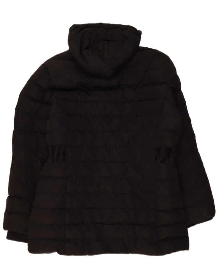 Kangol Dame Hætte Polstret Frakke UK 16 Stor Sort Polyester