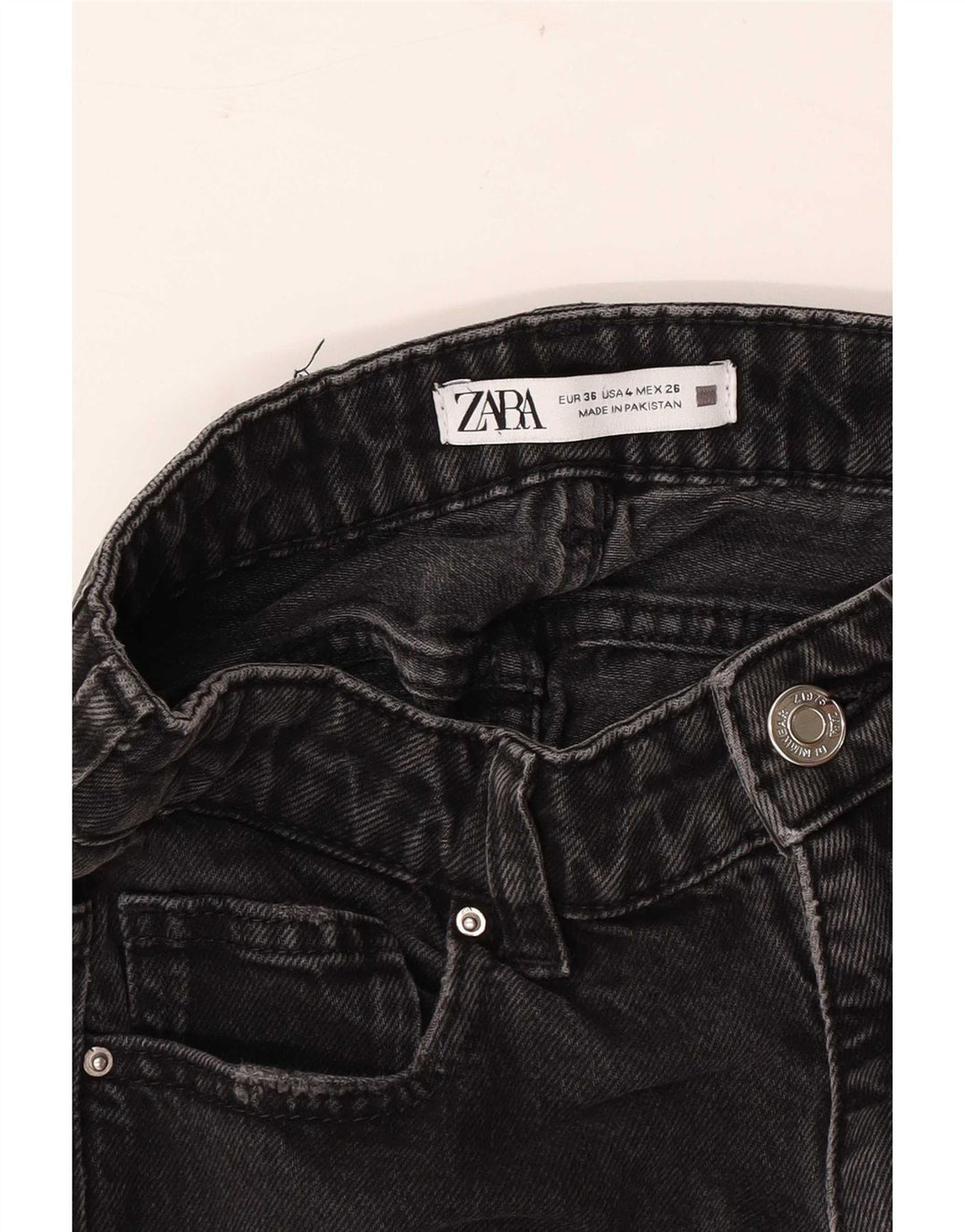Zara Dame Straight Jeans EU 36 XS W26 L26 Sort