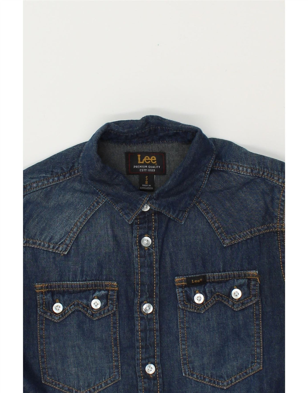 LEE Boys Denim Shirt 7-8 Years Small  Blue Cotton Vintage Lee and Second-Hand Lee from Messina Hembry 