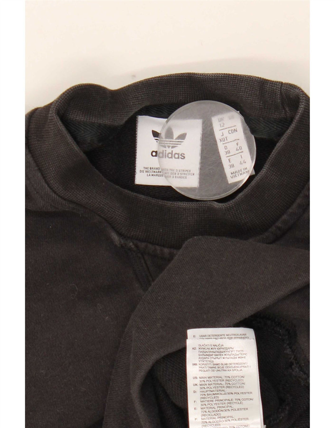 Adidas Dame Grafisk Oversized Sweatshirt Jumper UK 12 Medium Sort Bomuld