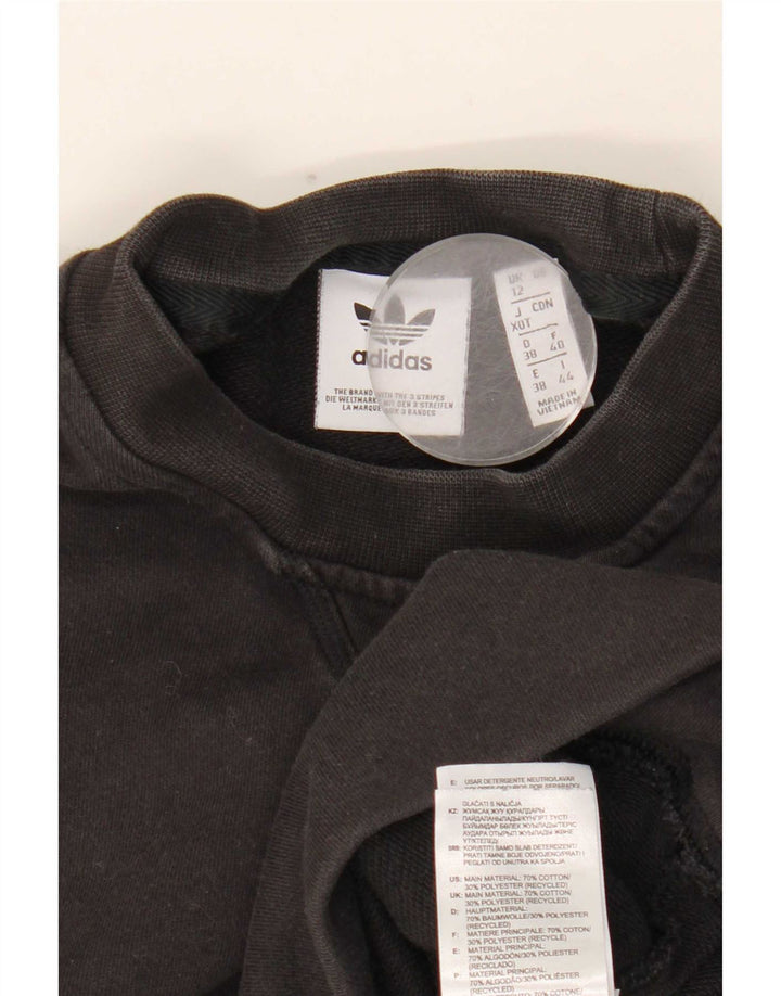 Adidas Dame Grafisk Oversized Sweatshirt Jumper UK 12 Medium Sort Bomuld