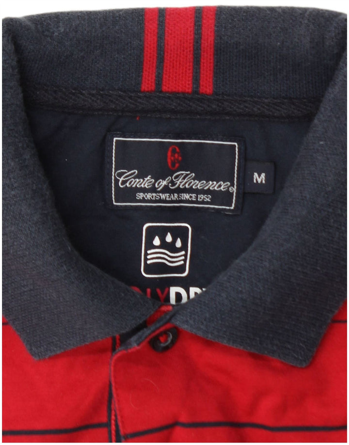 CONTE OF FLORENCE Mens Polo Shirt Medium Red Colourblock