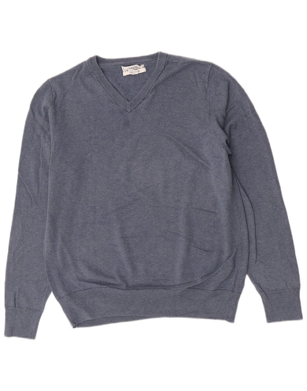 Marks & Spencer Herre V-hals sweater Stor blå bomuld