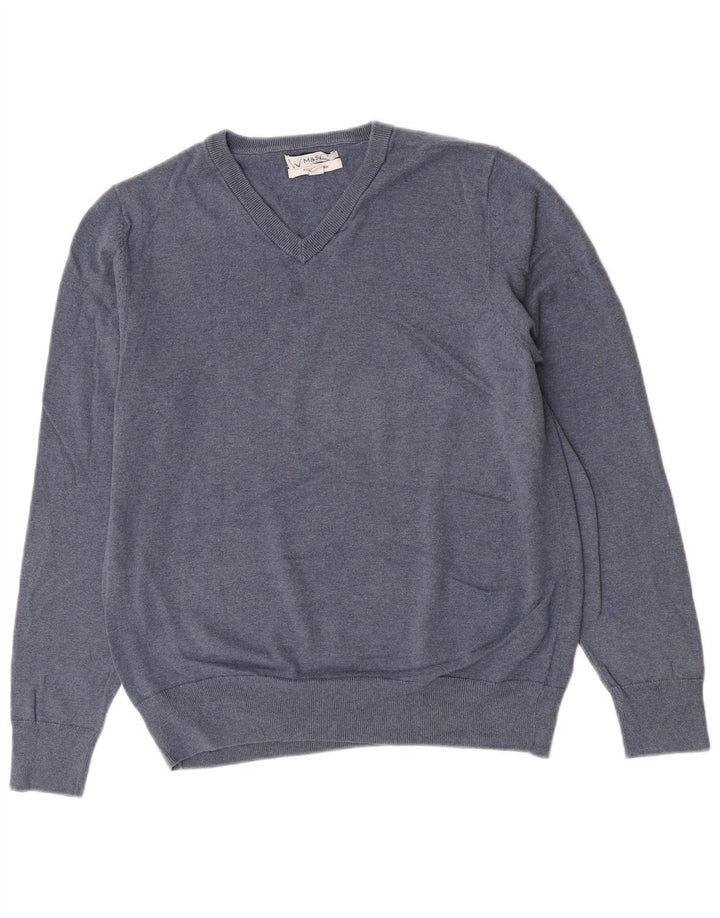 Marks & Spencer Herre V-hals sweater Stor blå bomuld