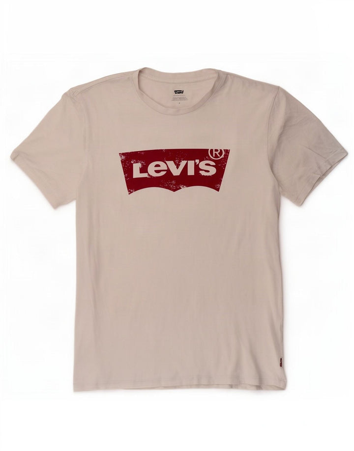 Levi's Dame Grafisk T-Shirt Top UK 14 Medium Hvid Bomuld