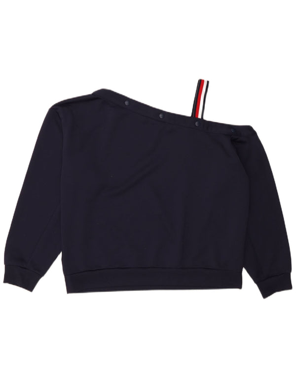 TOMMY HILFIGER Dame Crop Sweatshirt Jumper UK 16 Large Navy Blue