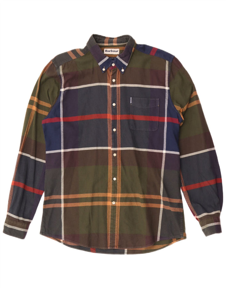 Barbour Herre Skræddersyet Fit Flanellskjorte Stor flerfarvet Plaid Bomuld