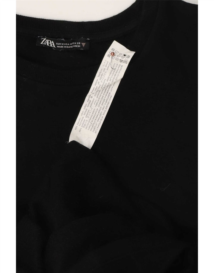 Zara Dame Langærmet Skift Kjole UK 14 Medium Sort Bomuld