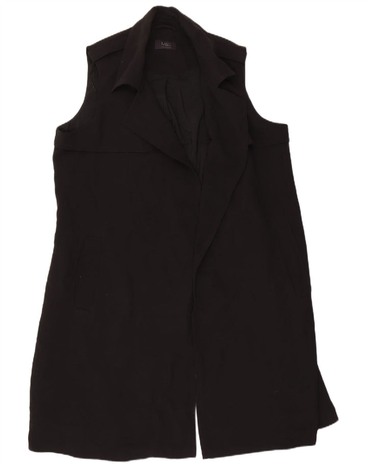 Marks & Spencer Dame Longline ærmeløs blazerjakke UK 18 XL Sort