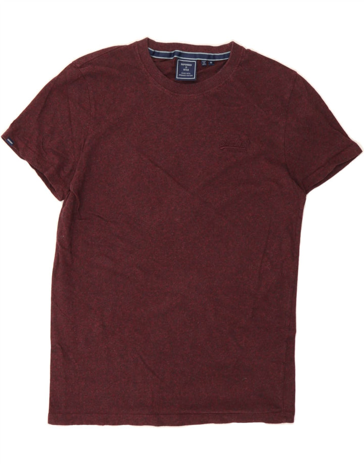 SUPERDRY Mens T-Shirt Top Medium Burgundy Flecked Cotton Vintage Superdry and Second-Hand Superdry from Messina Hembry 