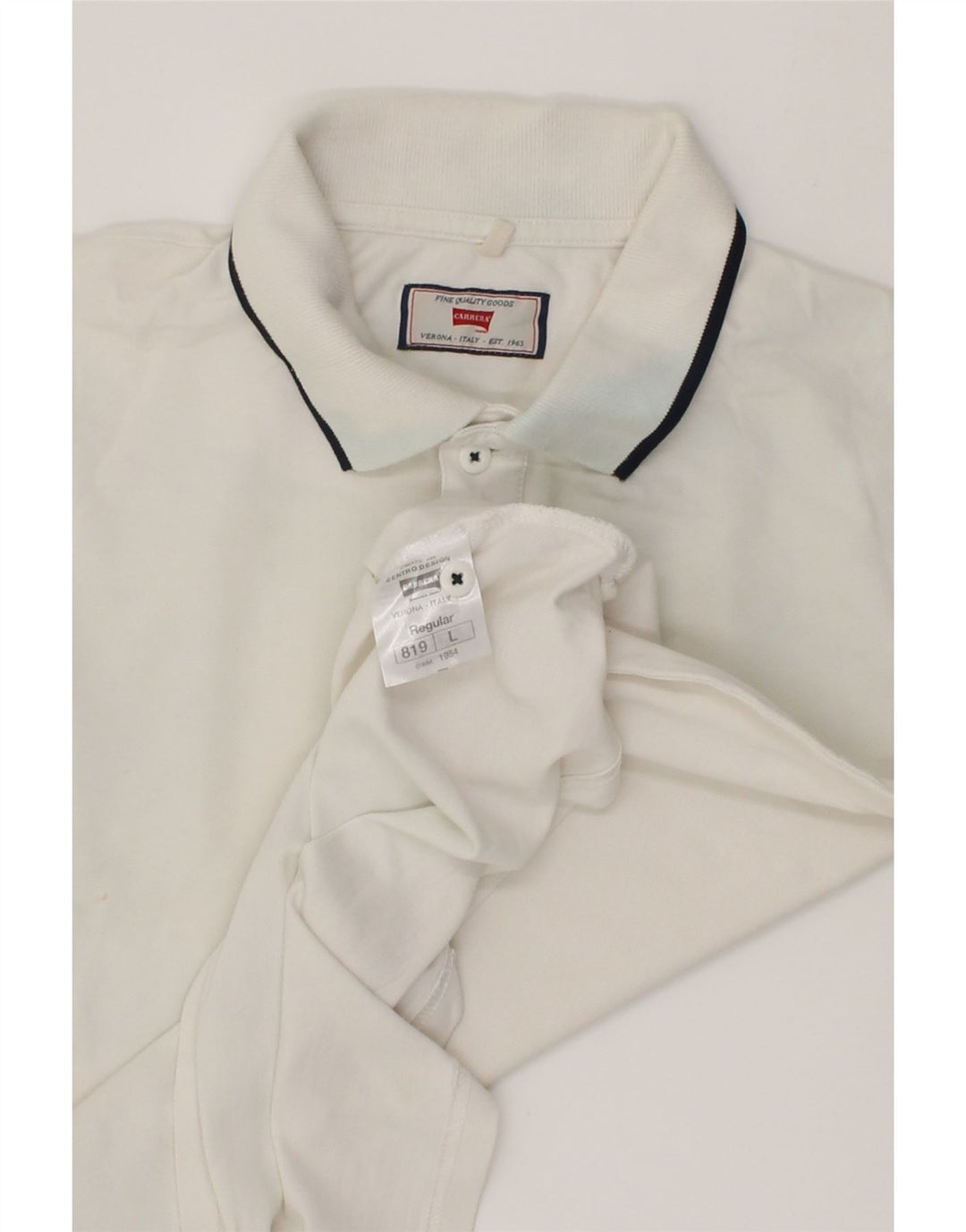 CARRERA Mens Polo Shirt Large White Cotton Vintage Carrera and Second-Hand Carrera from Messina Hembry 