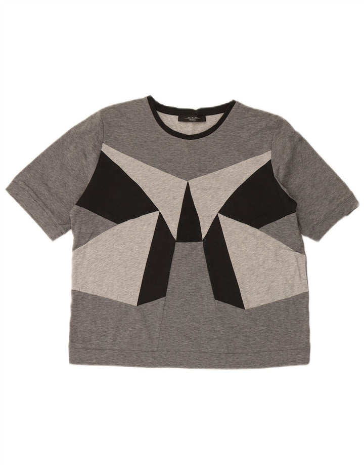 MAX MARA Dame Weekend T-Shirt Top UK 16 Stor Grå Colourblock