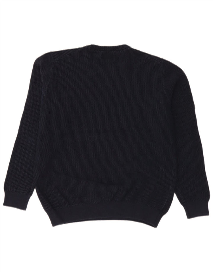 Vintage sweater med rund hals til mænd mellem marineblå bomuld
