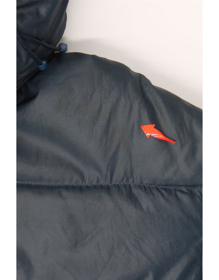 VINTAGE Herre hættepolstret jakke UK 38 Medium Navy Blue